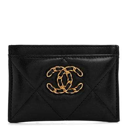Chanel Lambskin Quilted Chanel 19 Card Holder Black 1 of 8