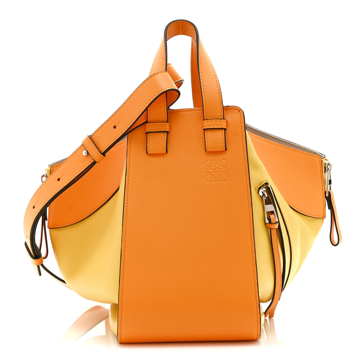 Calfskin Small Hammock Shoulder Bag Mandarin Yellow