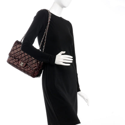 Chanel Patent Quilted Jumbo Single Flap Bordeaux 2 of 9