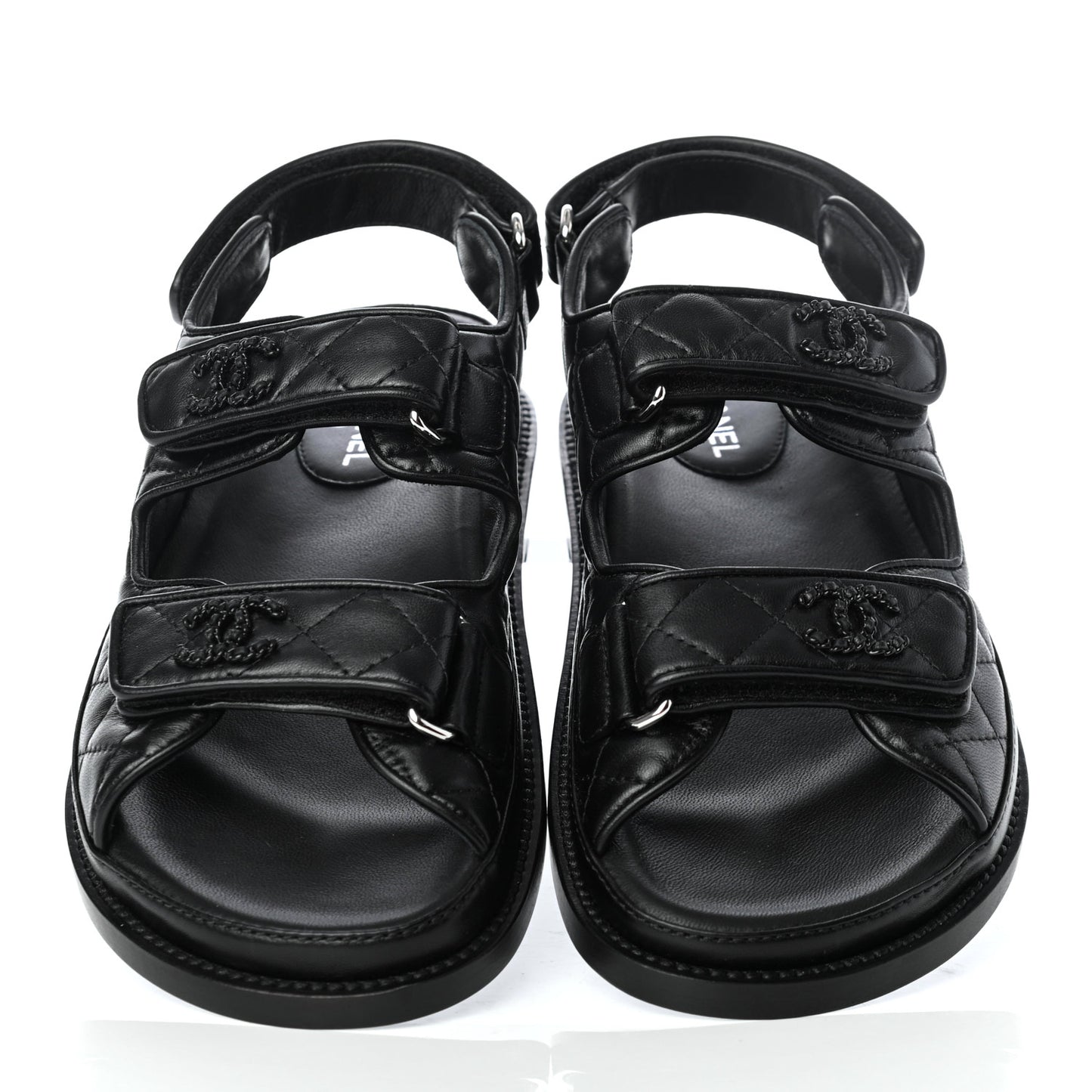 Lambskin Velcro Dad Sandals 36.5 Black