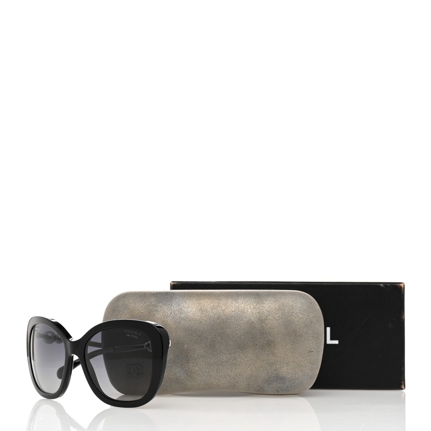 Chanel Acetate Polarized Butterfly Winter Pearl Sunglasses 5339-H Black 8 of 8