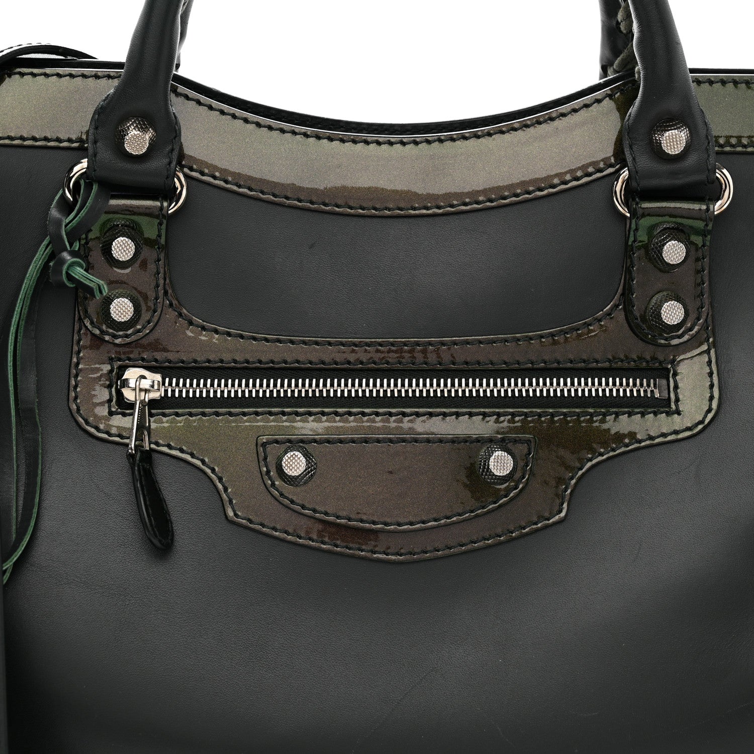 Balenciaga Smooth Calfskin Metallic Patent Giant 12 Silver Hardware City Vert Poker Fonce 8 of 15