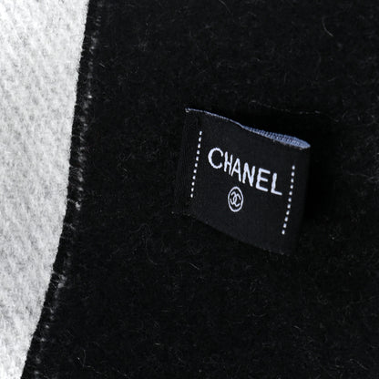 Chanel Cashmere CC Fringe Stole Black White 4 of 5