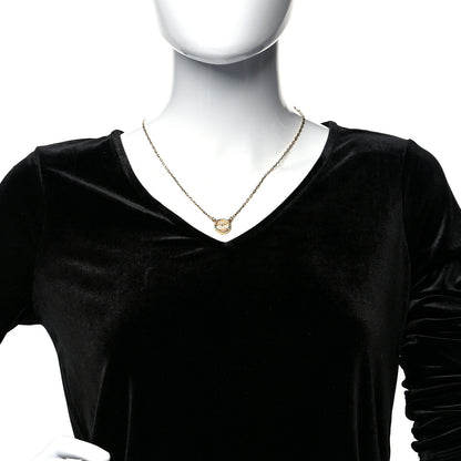 Chanel Crystal Metal CC Round Pendant Necklace Gold 2 of 5