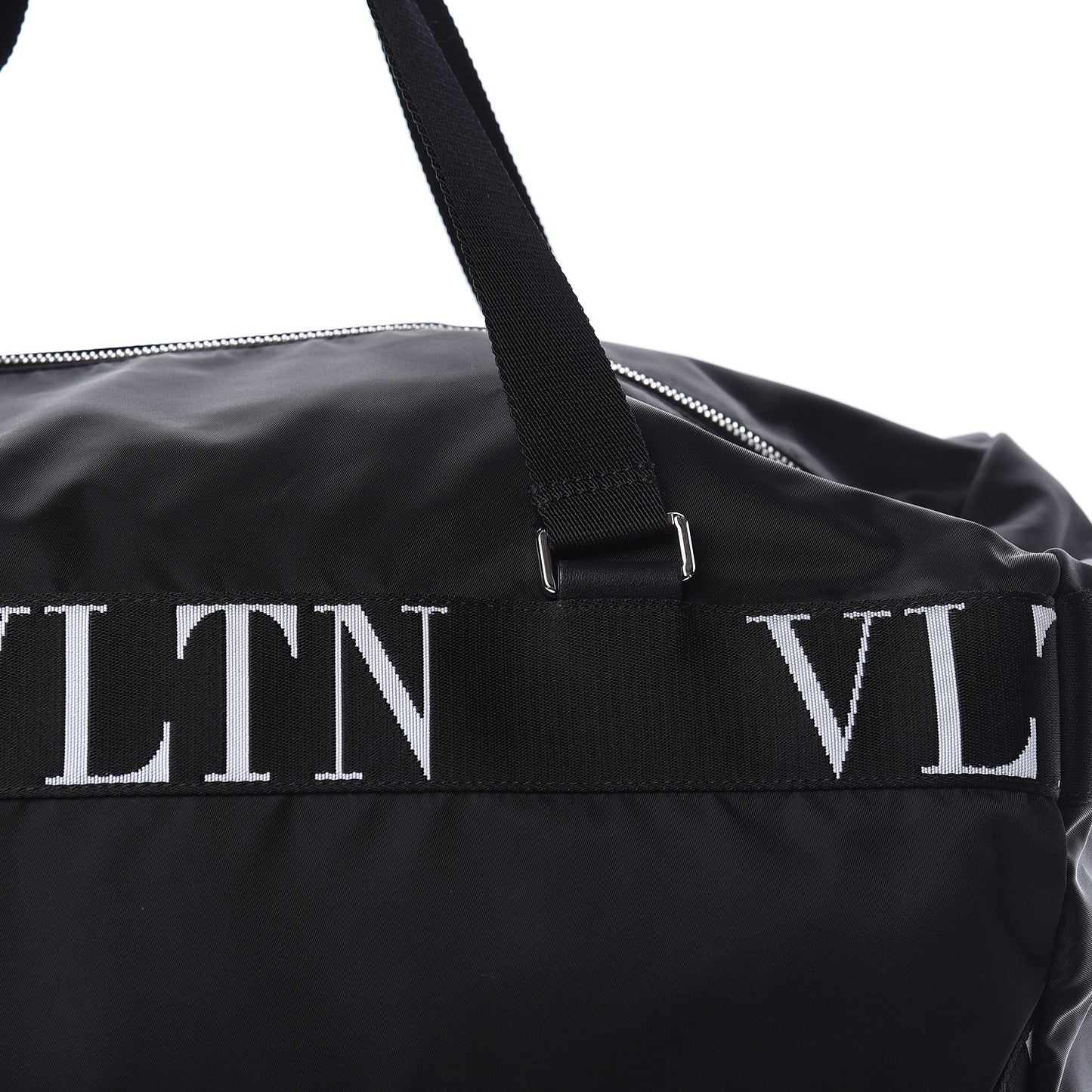 Nylon Ribbon VLTN Duffle Bag Black
