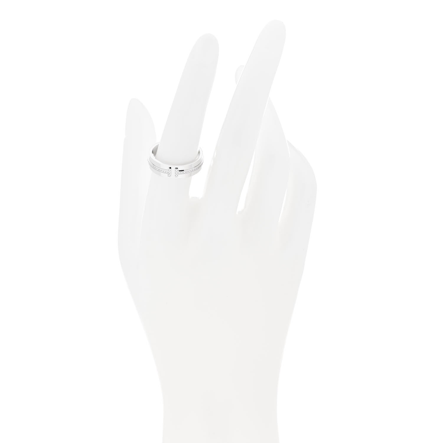 Tiffany 18K White Gold Diamond T Two Ring 54 7 2 of 5