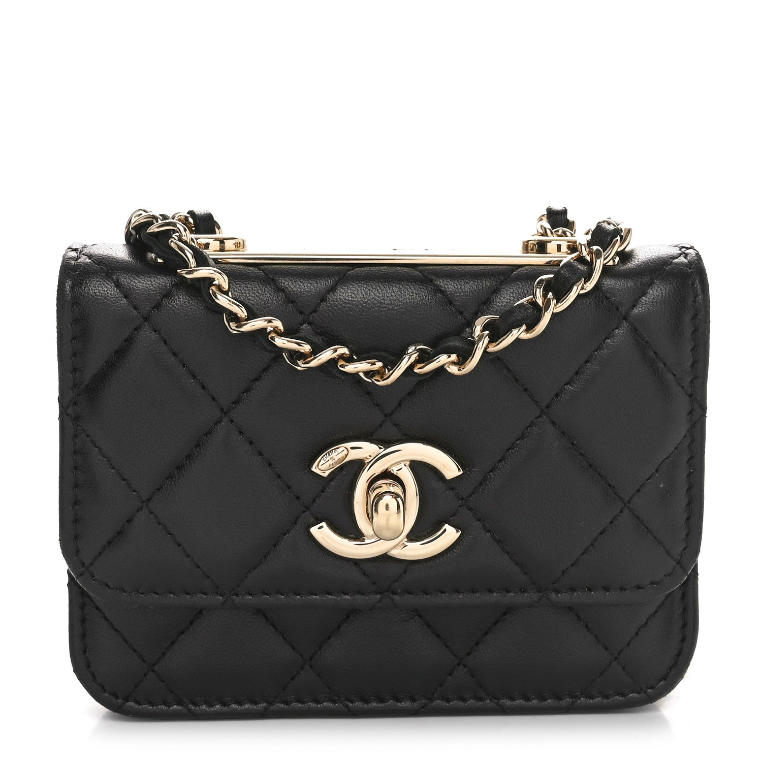 Chanel Lambskin Quilted Trendy CC Card Holder On Chain Black 1 of 11