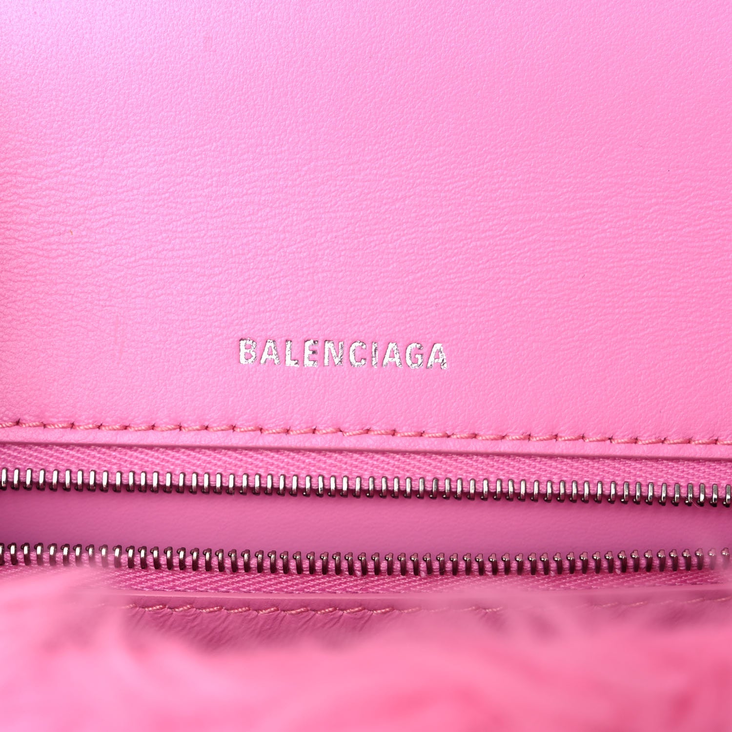 Balenciaga Faux Fur Medium Fluffy Hourglass Top Handle Bag Pink 6 of 9