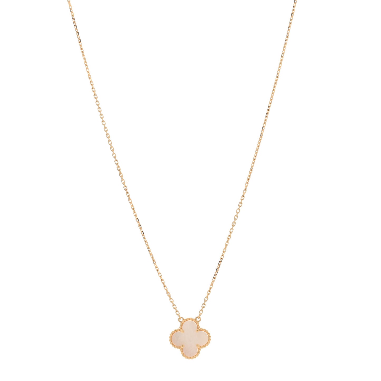 18K Yellow Gold Mother of Pearl Vintage Alhambra Pendant Necklace