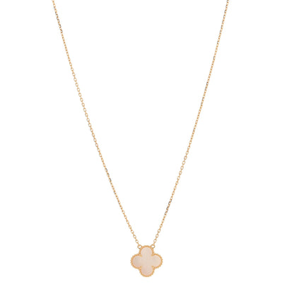 Van Cleef & Arpels 18K Yellow Gold Mother of Pearl Vintage Alhambra Pendant Necklace 1 of 3