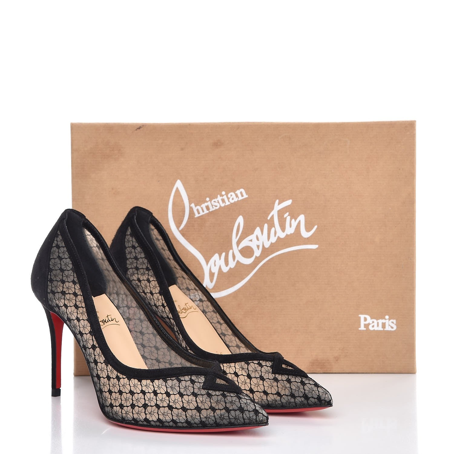 Christian Louboutin Dentelle Resille Veau Velours Neoalto 85 Pumps 36.5 Black 9 of 9