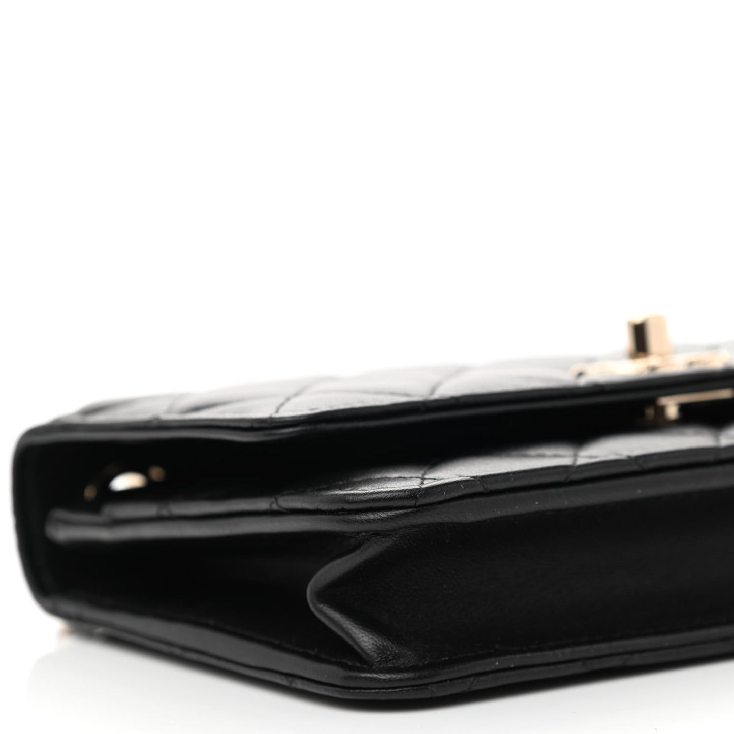 Lambskin Quilted Trendy CC Wallet On Chain WOC Black