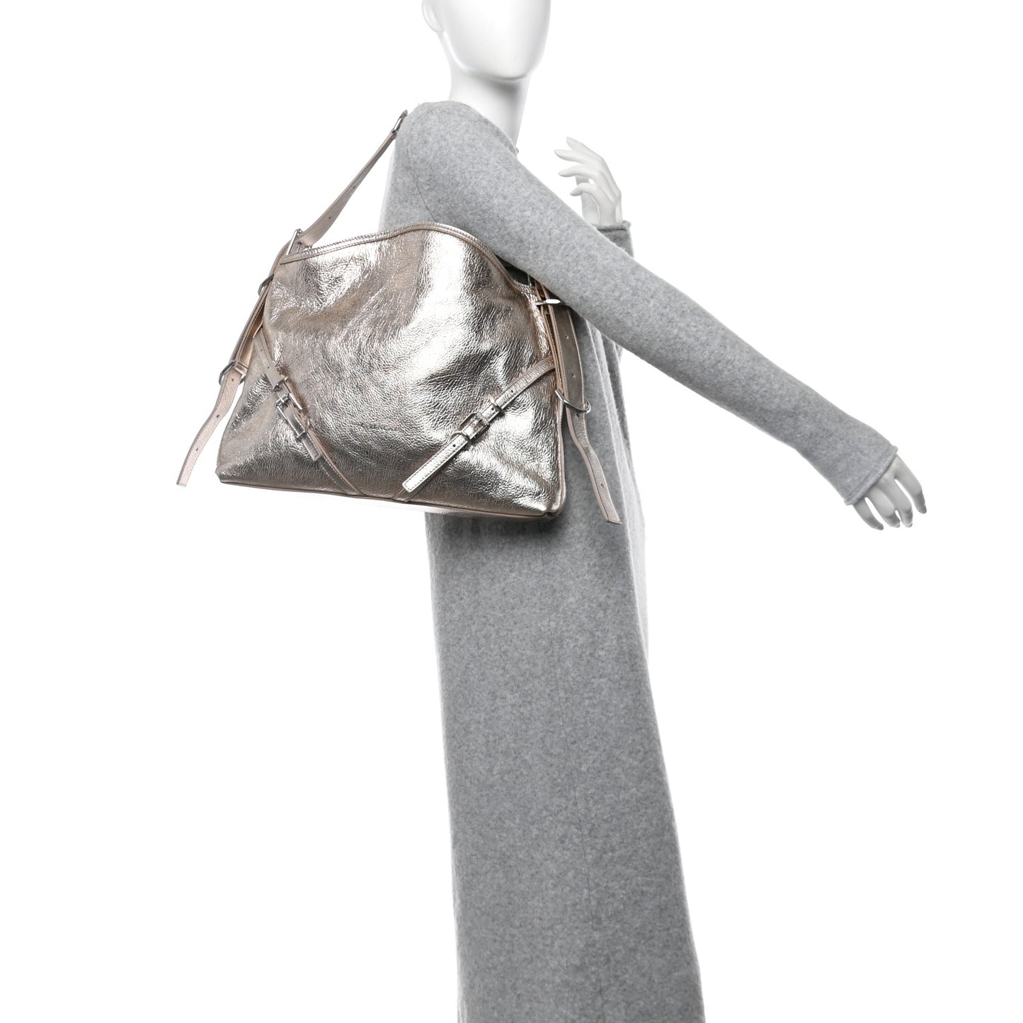 Metallic Calfskin Medium Voyou Bag Dusty Gold