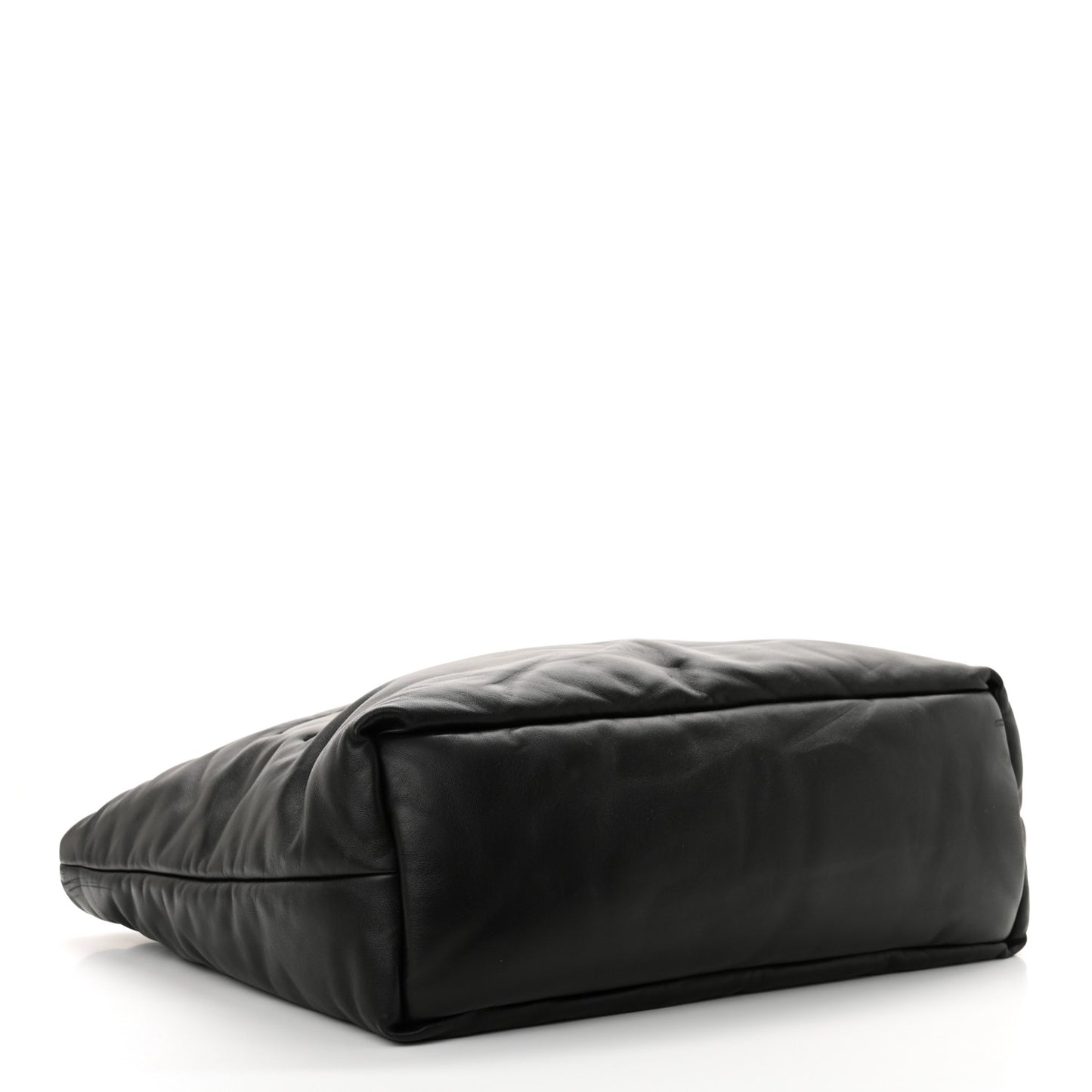 Lambskin Wide Puffer Tote Black