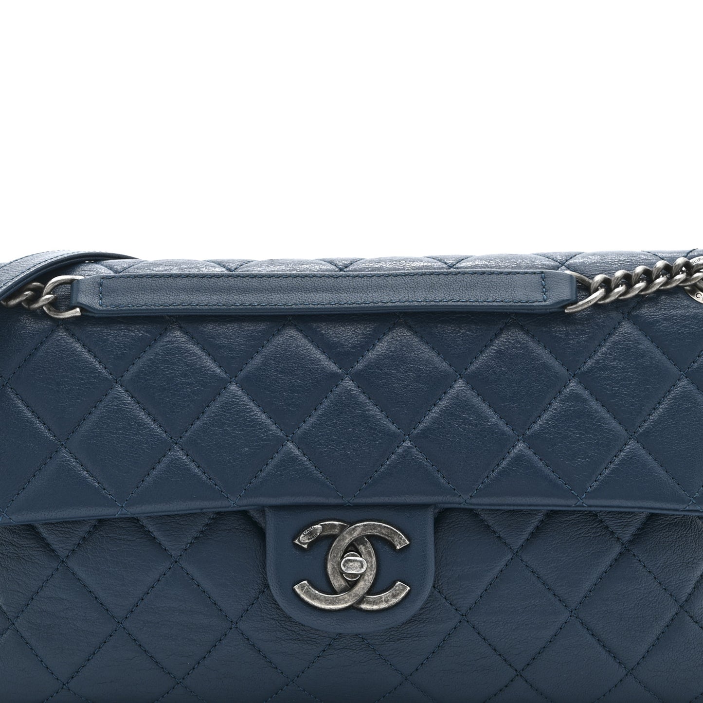 Goatskin Quilted Medium Flap Blue