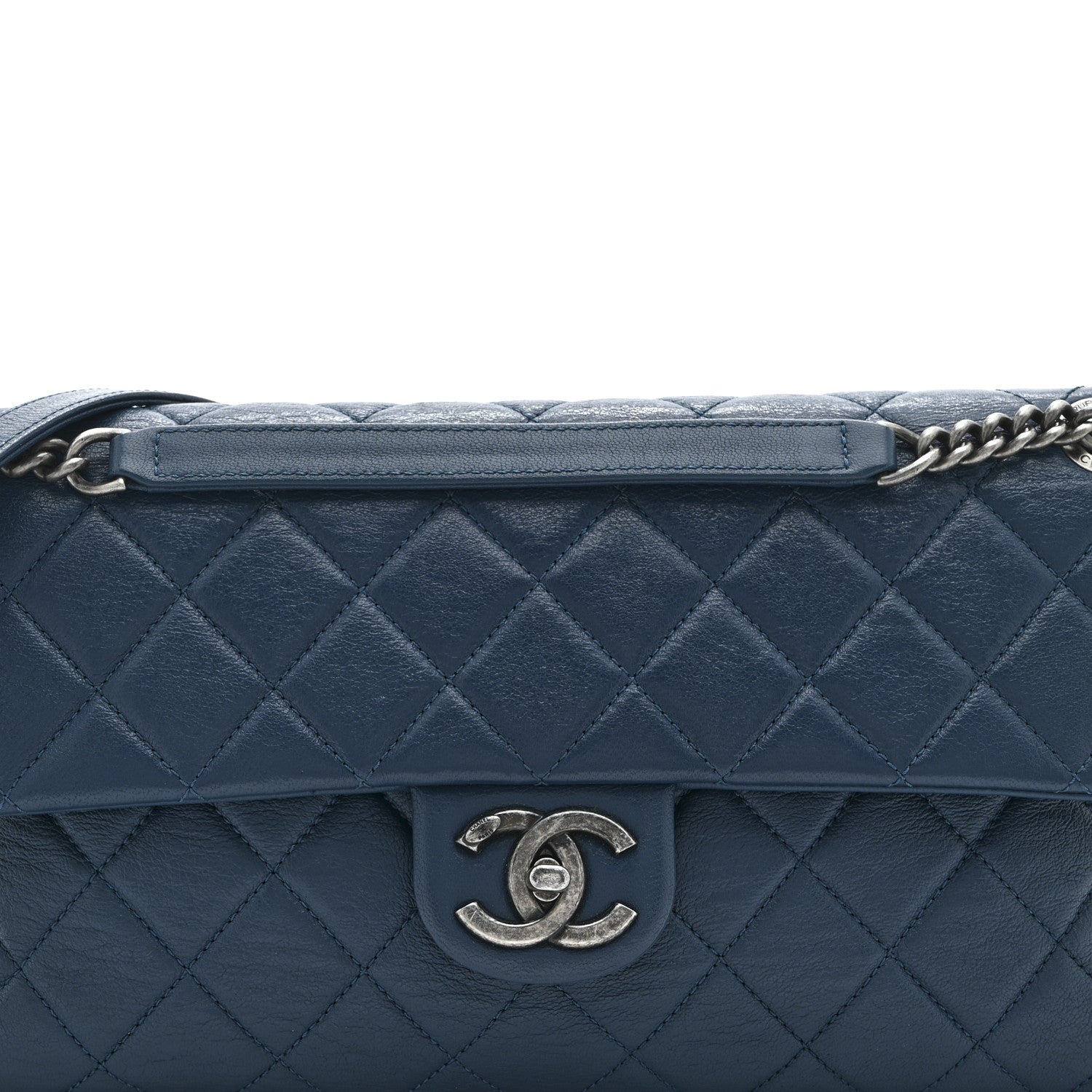 Chanel Goatskin Quilted Medium Flap Blue 8 of 10
