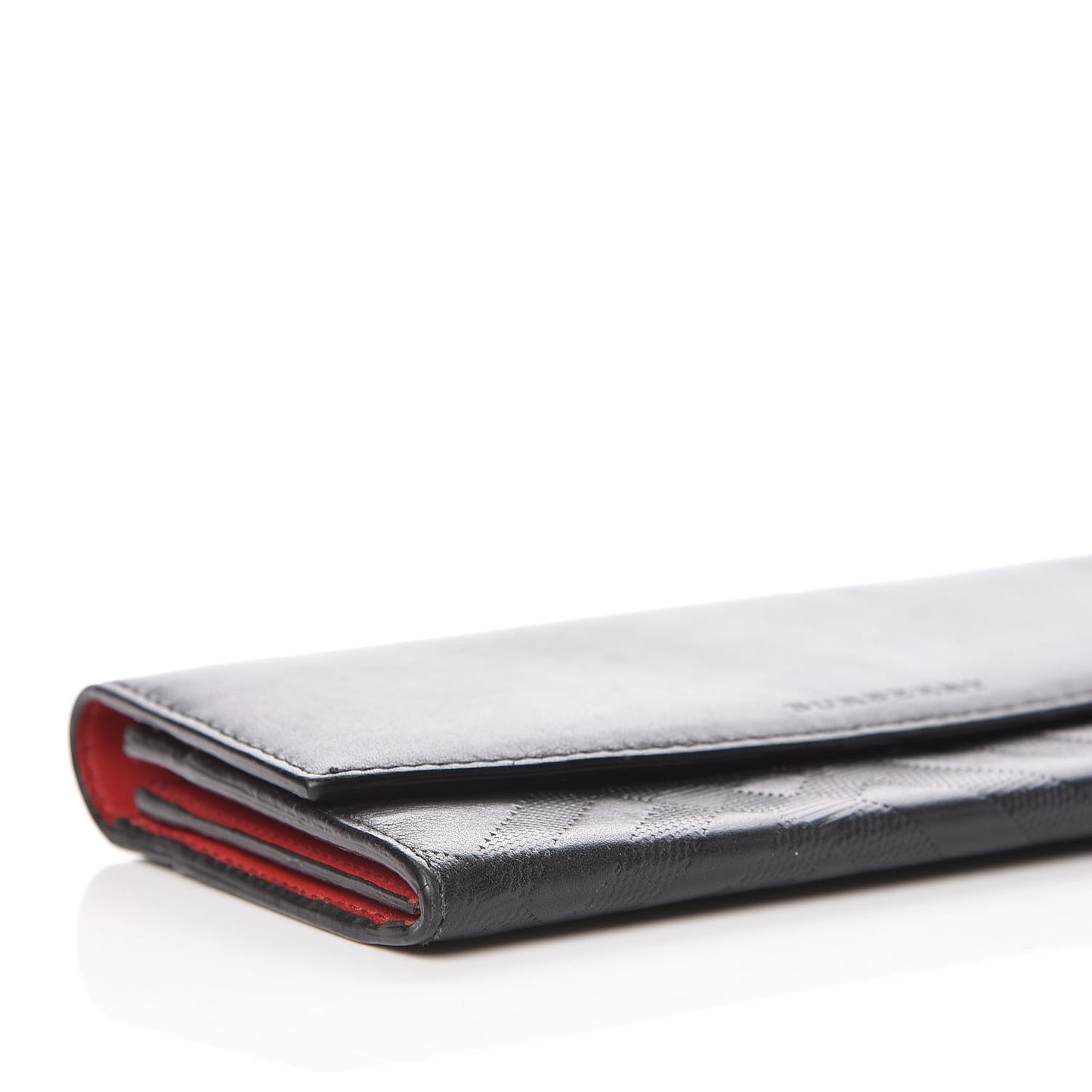 Signature Grain Calfskin Check Embossed Porter Continental Wallet Black