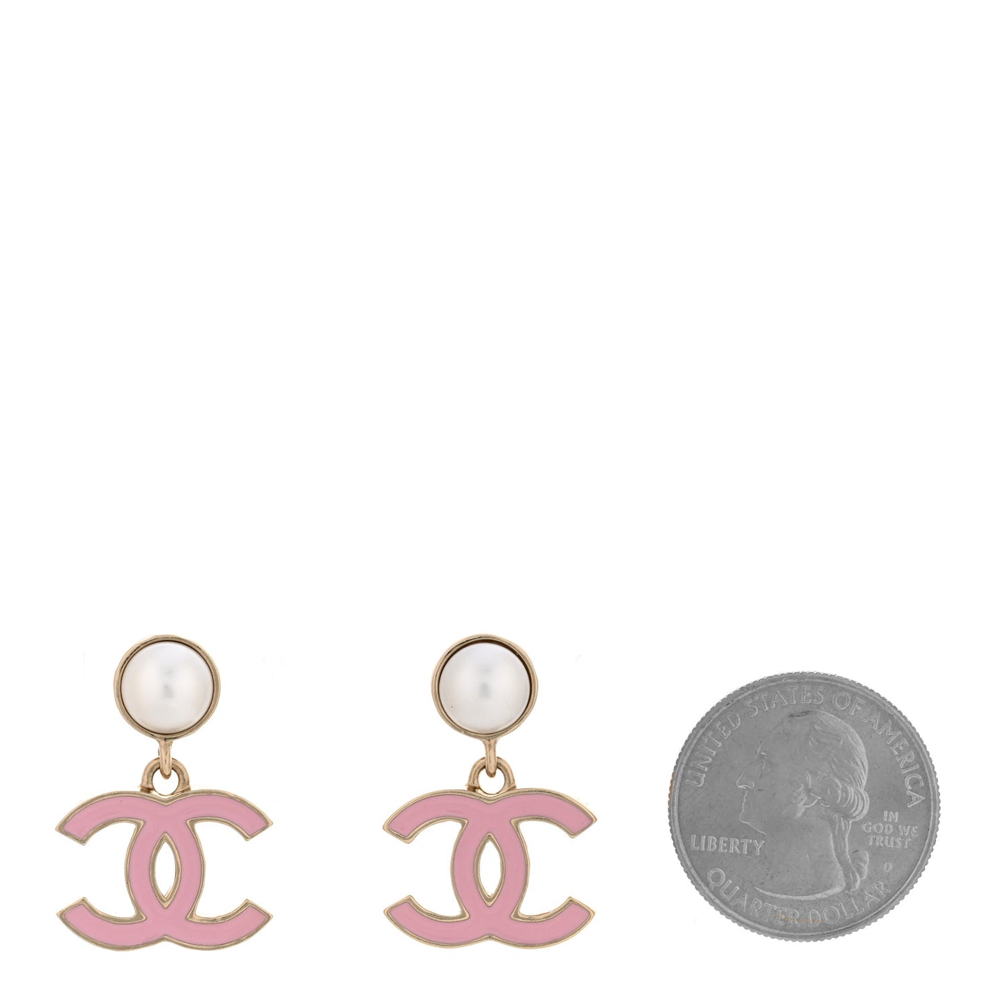 Pearl Enamel CC Drop Earrings Pink