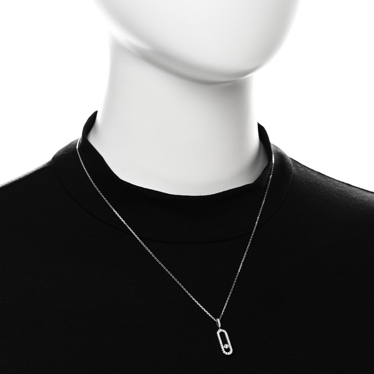 18K White Gold Diamond LM Move Uno Pave Pendant Necklace