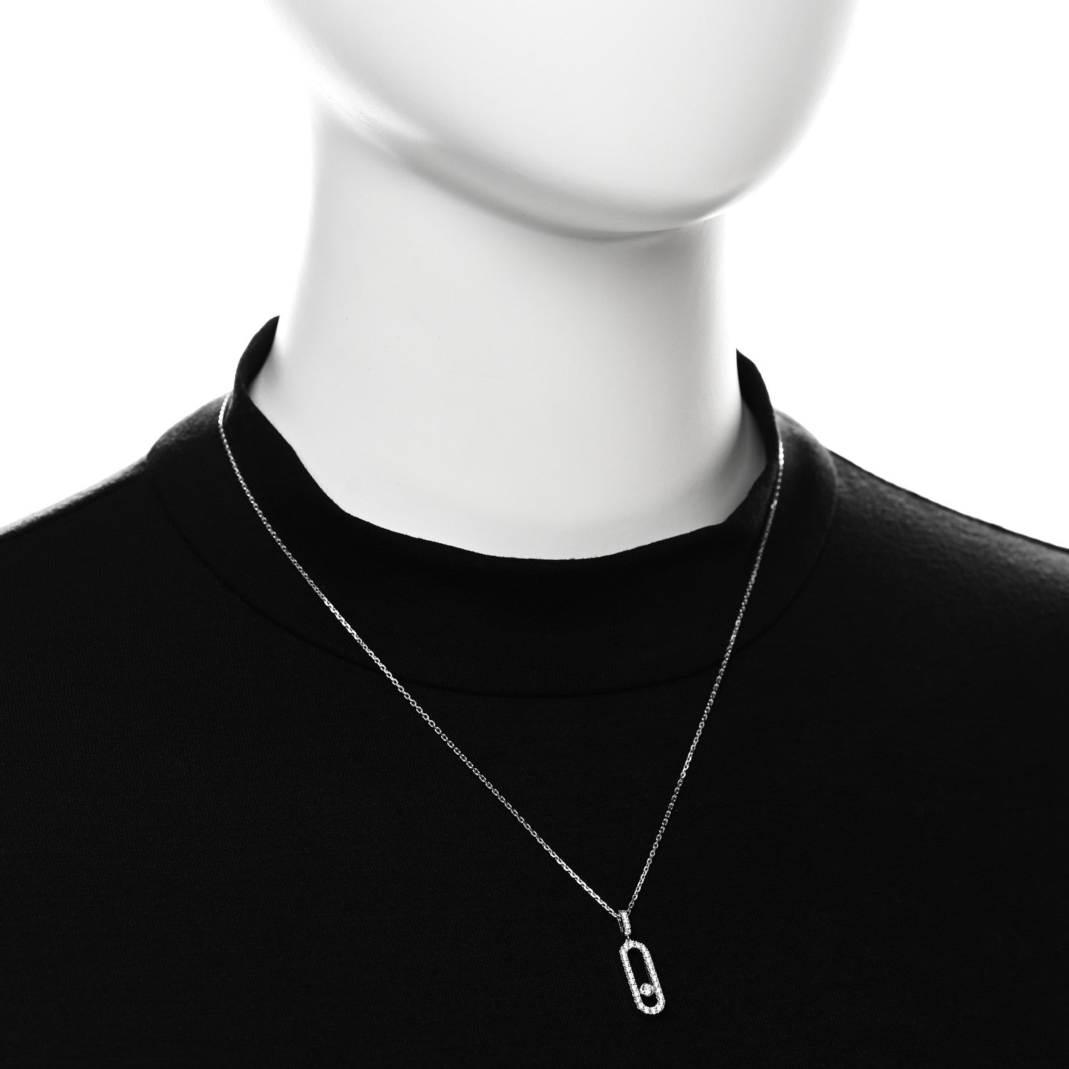 Messika 18K White Gold Diamond LM Move Uno Pave Pendant Necklace 2 of 7