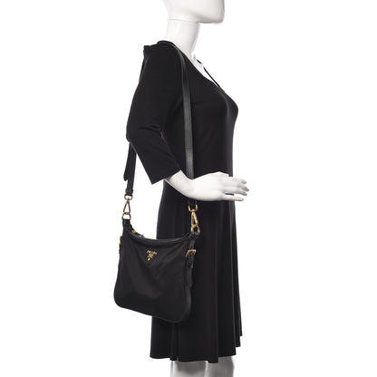 Prada Tessuto Nylon Saffiano Vela Crossbody Bag Black 2 of 9