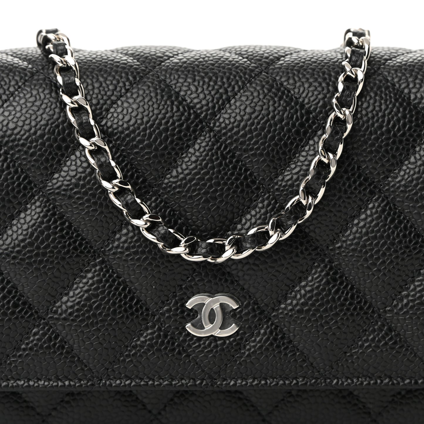 Caviar Quilted Wallet On Chain WOC Black