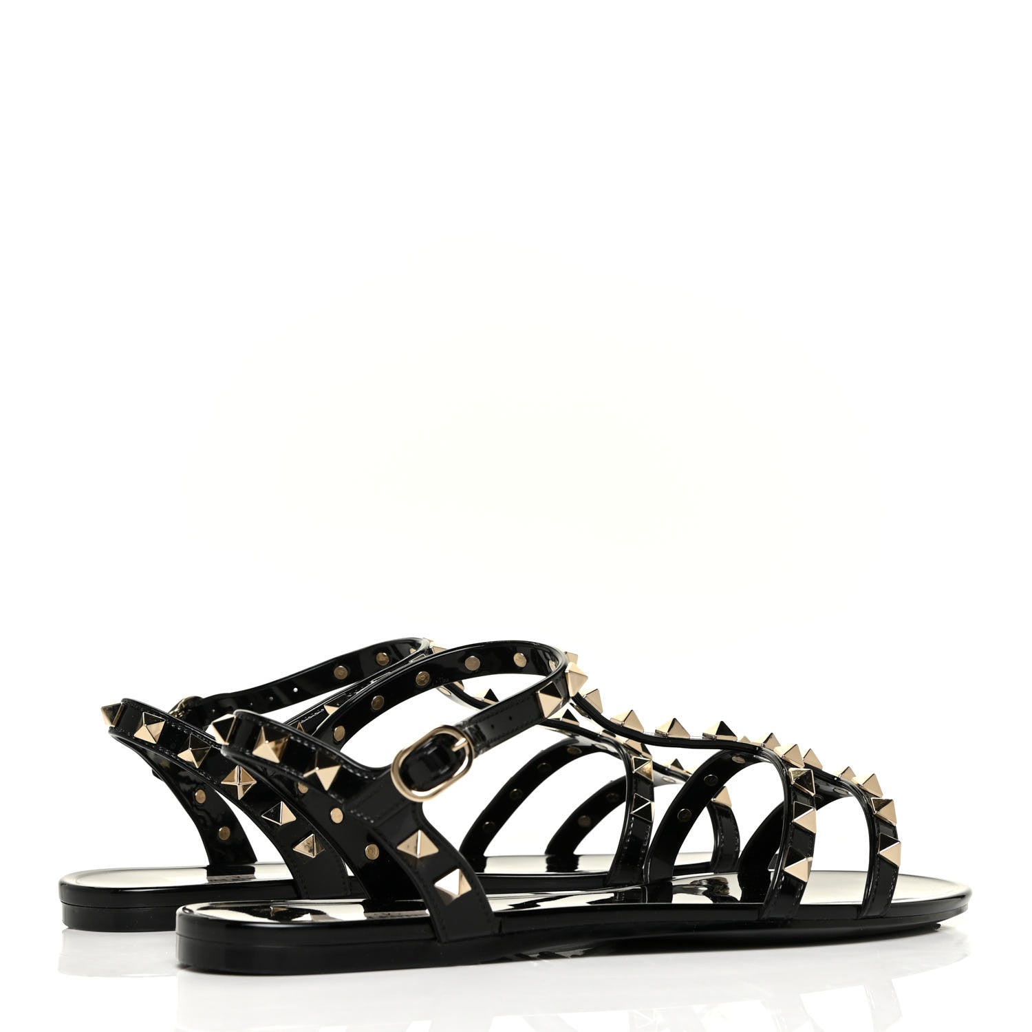 Valentino Garavani PVC Jelly Rockstud Caged Sandals 38 Black 4 of 12