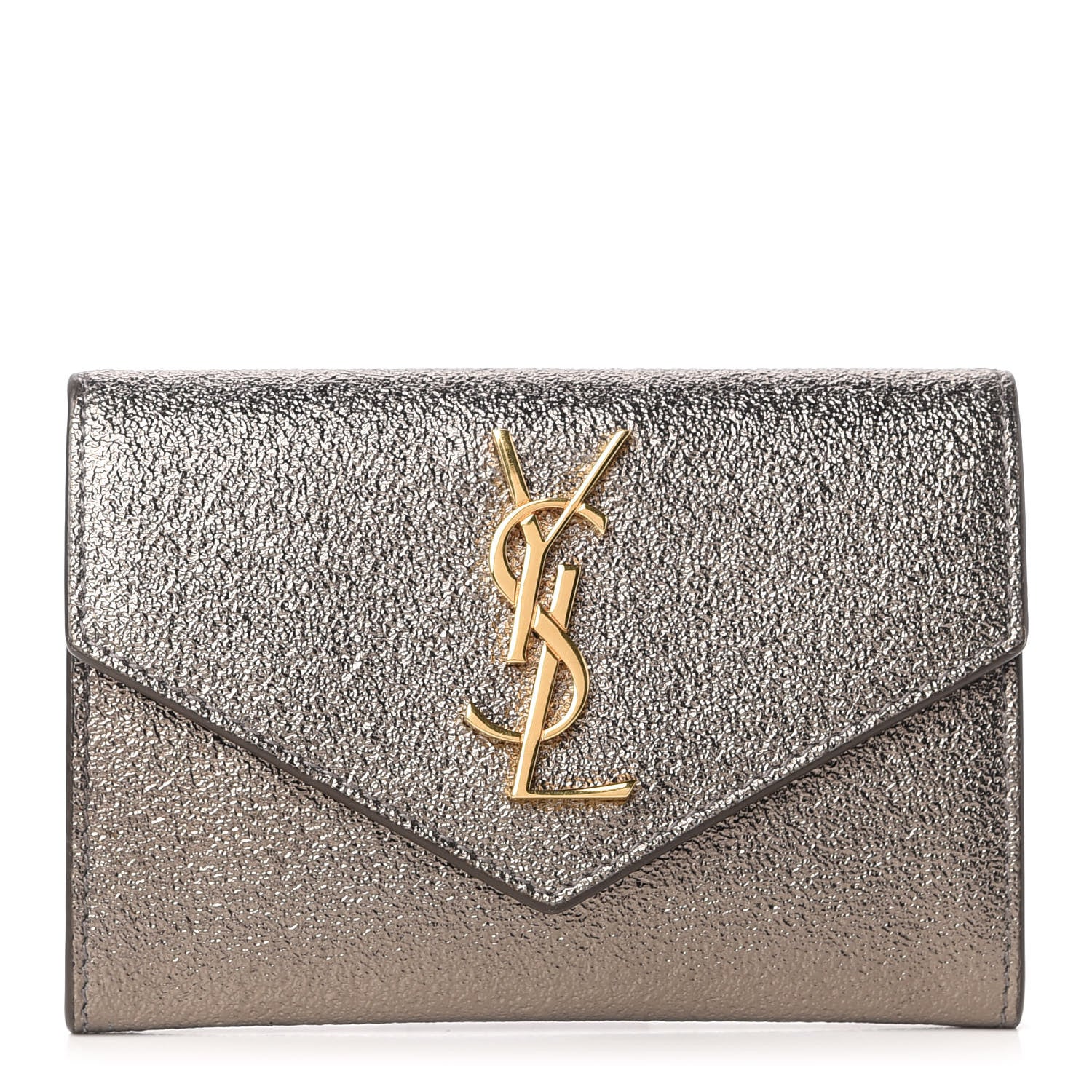 Saint Laurent Grained Metallic Calfskin Small Monogram Envelope Wallet Bronze 1 of 7