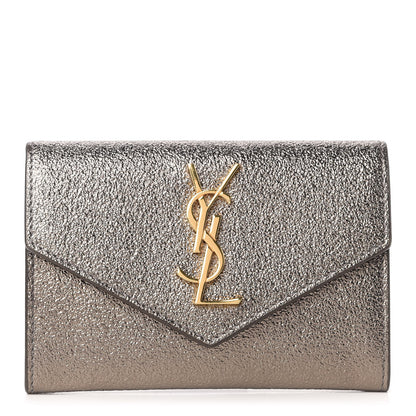 Saint Laurent Grained Metallic Calfskin Small Monogram Envelope Wallet Bronze 1 of 7