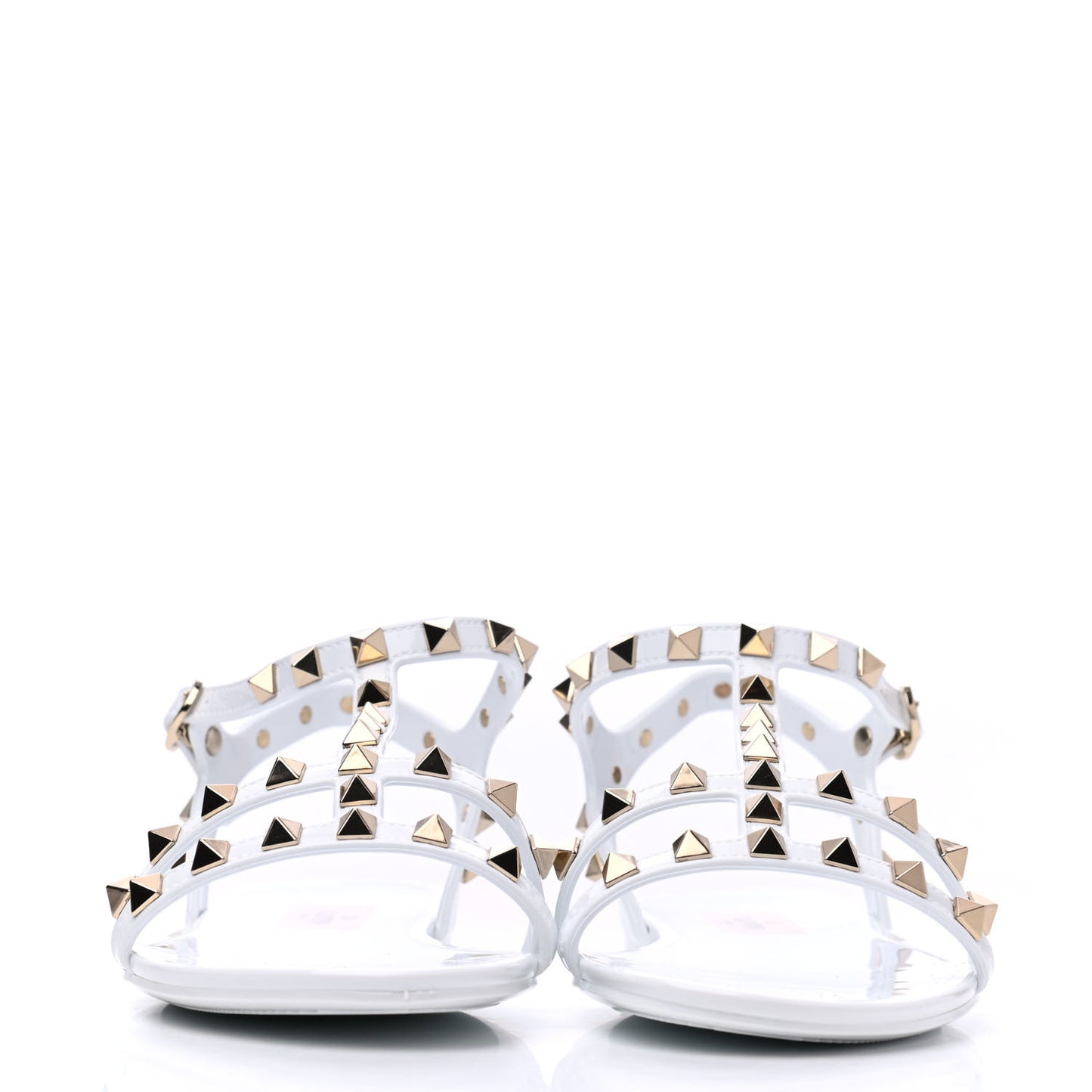 PVC Jelly Rockstud Caged Sandals 38 Optic White