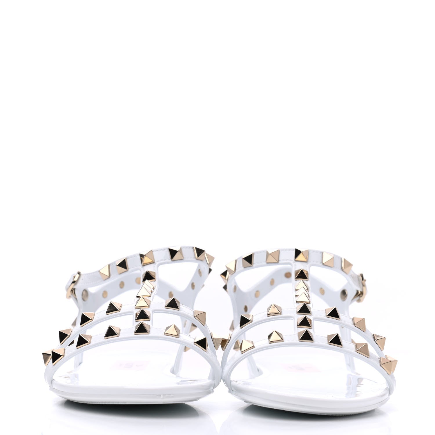Valentino Garavani PVC Jelly Rockstud Caged Sandals 38 Optic White 2 of 12