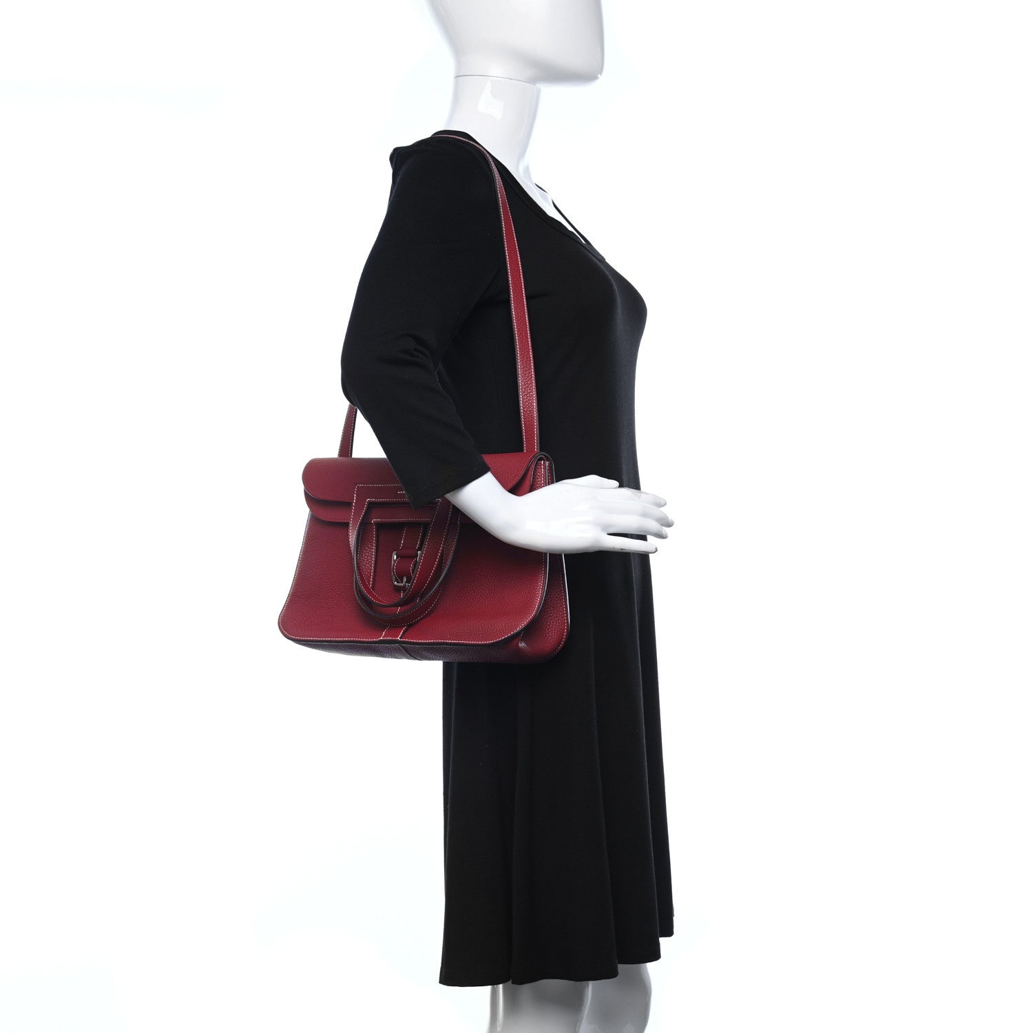 Hermes Taurillon Clemence Halzan 31 GM Rouge Grenat 2 of 10