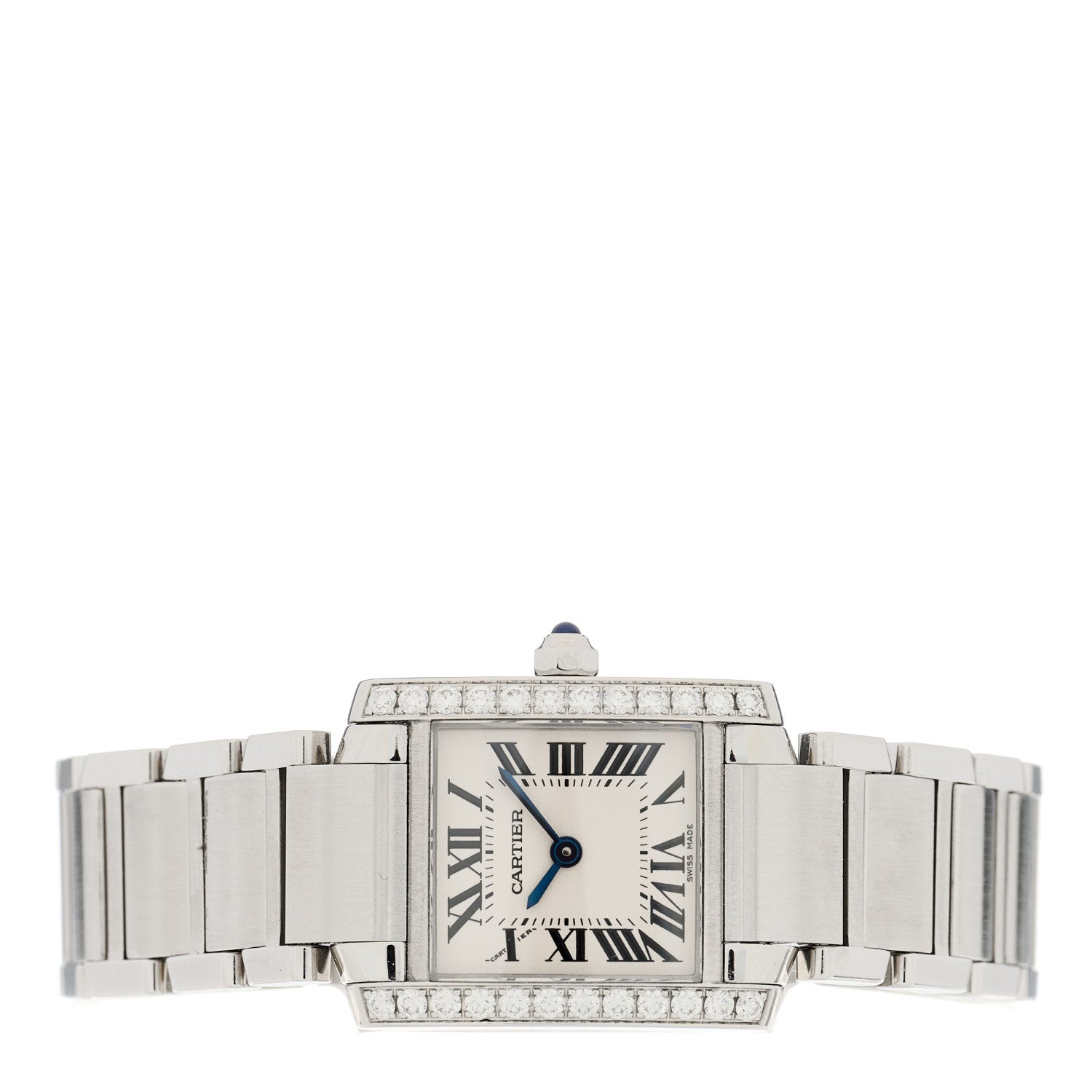 Cartier Stainless Steel Diamond Bezel 20mm Tank Francaise Quartz Watch 2 of 4