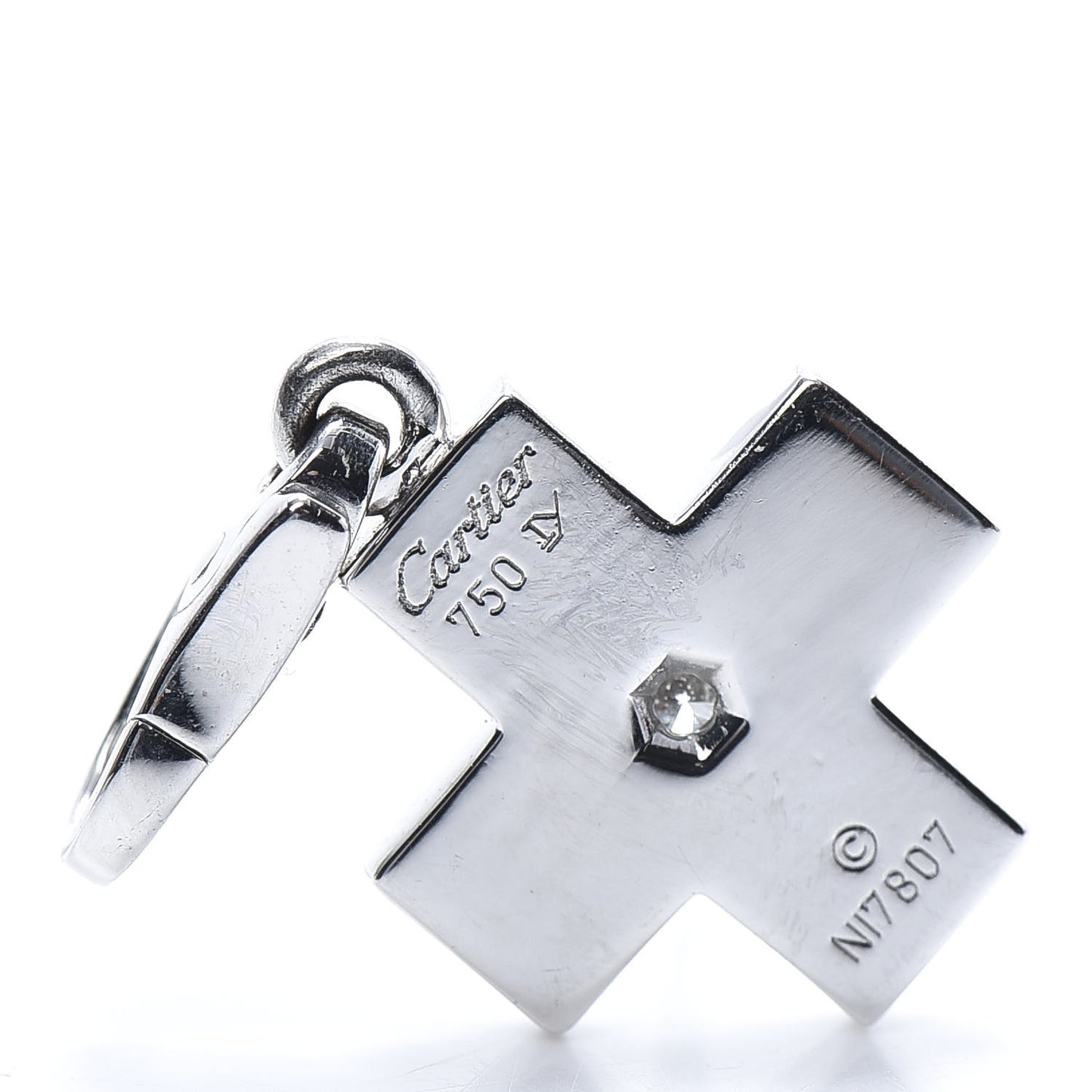 18K White Gold Diamond Cross Charm