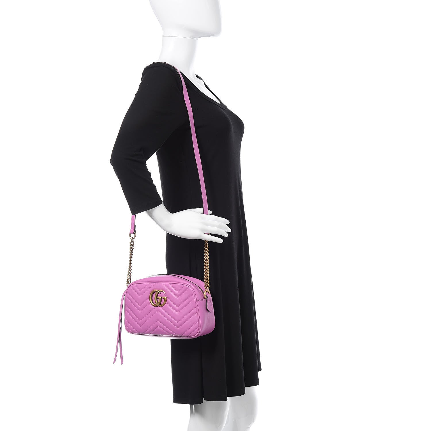 Gucci Calfskin Matelasse Small GG Marmont Chain Shoulder Bag Candy Mousse 2 of 10