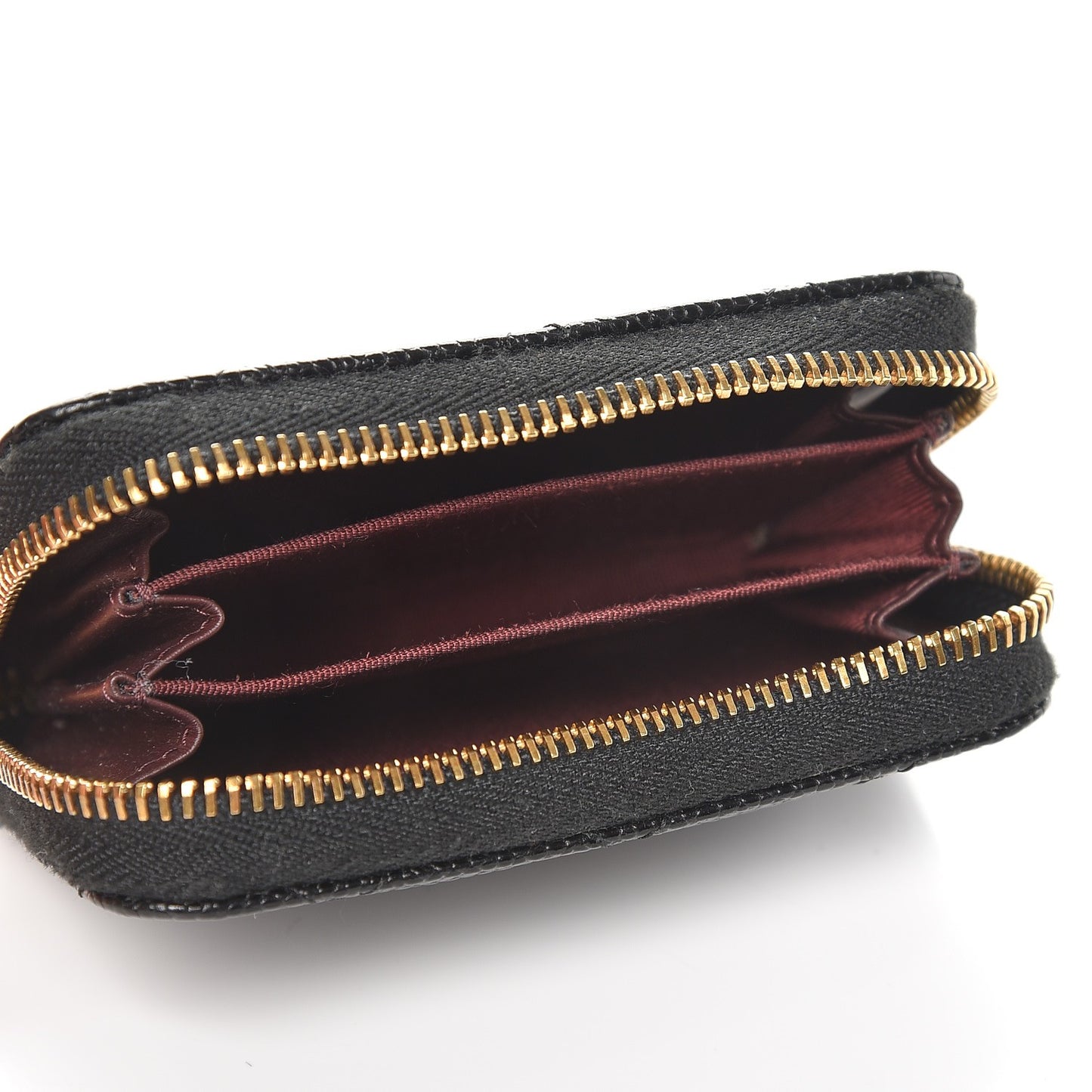 Caviar Quilted Zip Coin Purse Black