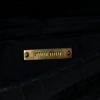 Miu Miu Vernice Crocodile Embossed Calfskin Pochette Black 5 of 6