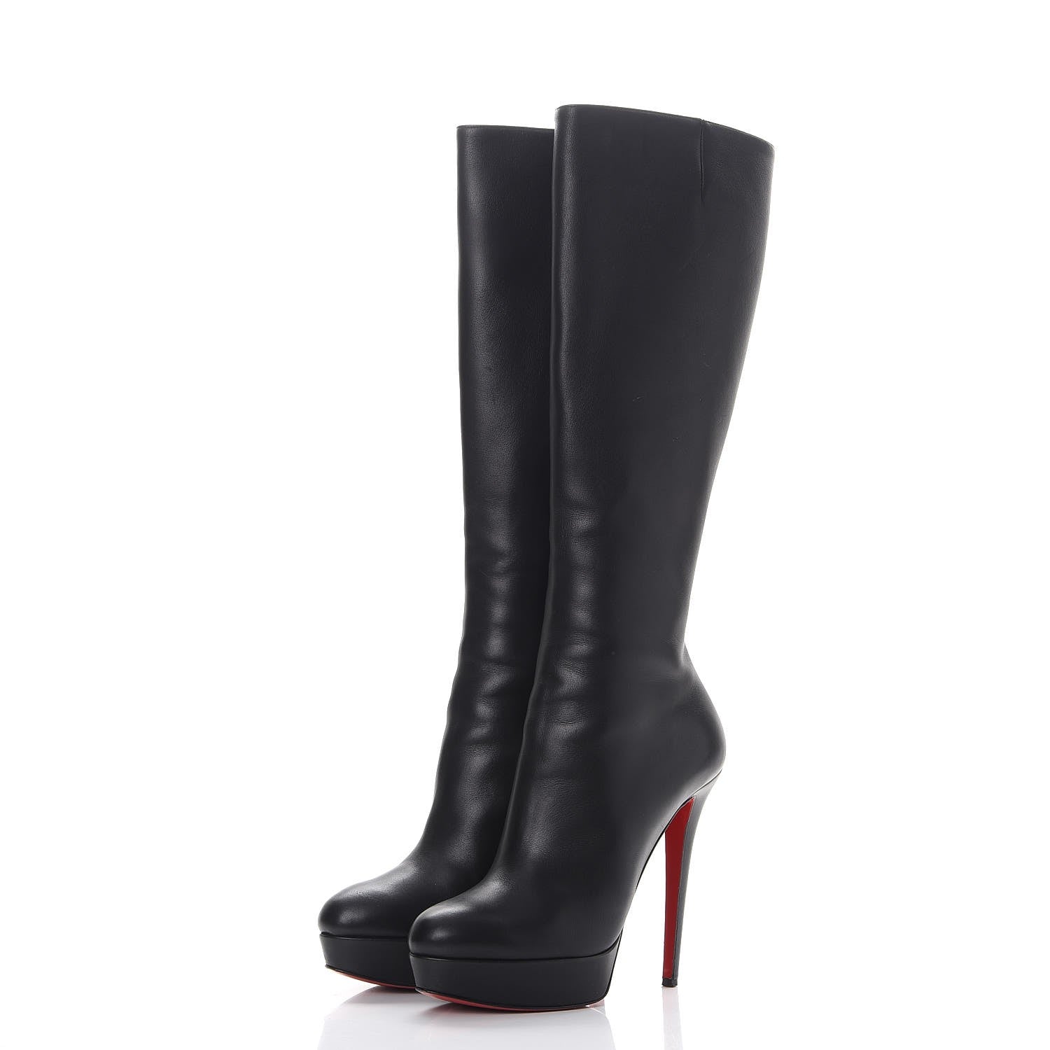 Christian Louboutin Calfskin Bianca Botta 140 Knee Boots 40 Black 3 of 16