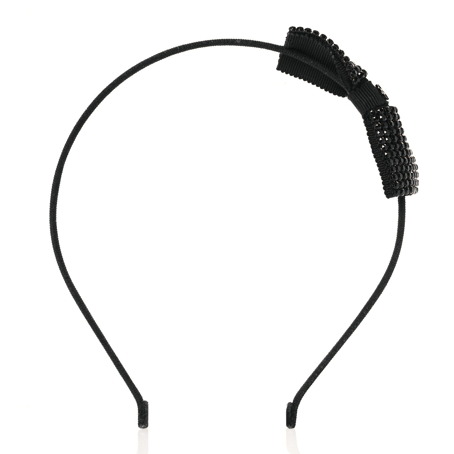 Silk Crystal CC Bow Headband Black