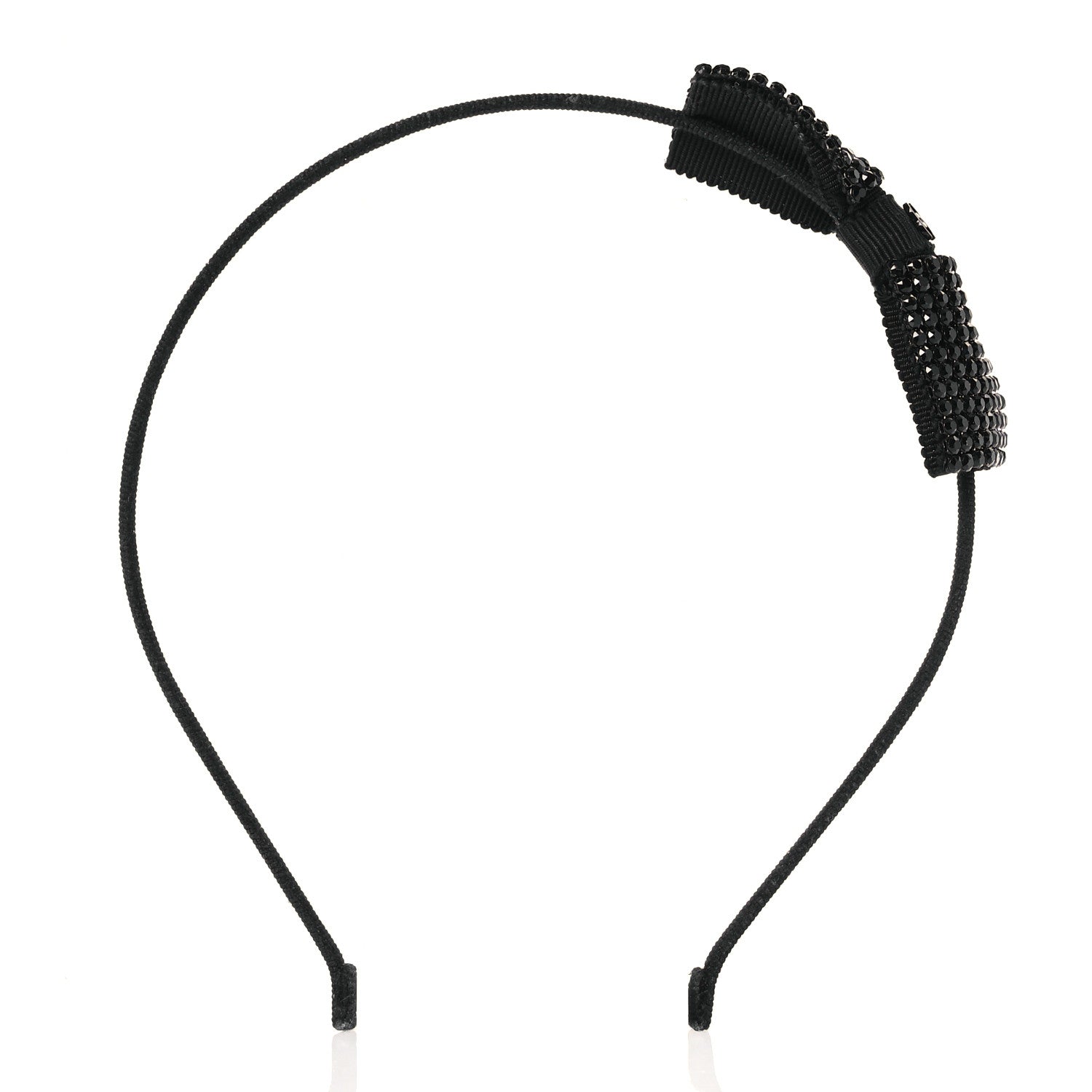 Chanel Silk Crystal CC Bow Headband Black 3 of 5