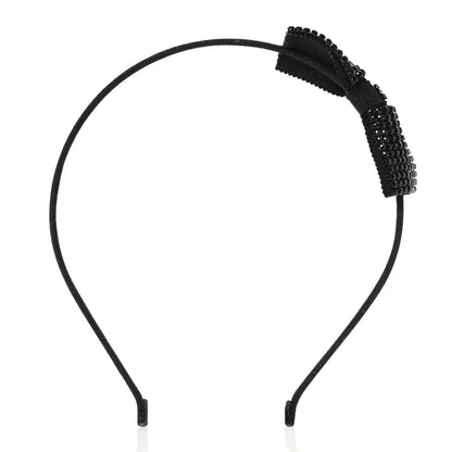 Chanel Silk Crystal CC Bow Headband Black 3 of 5
