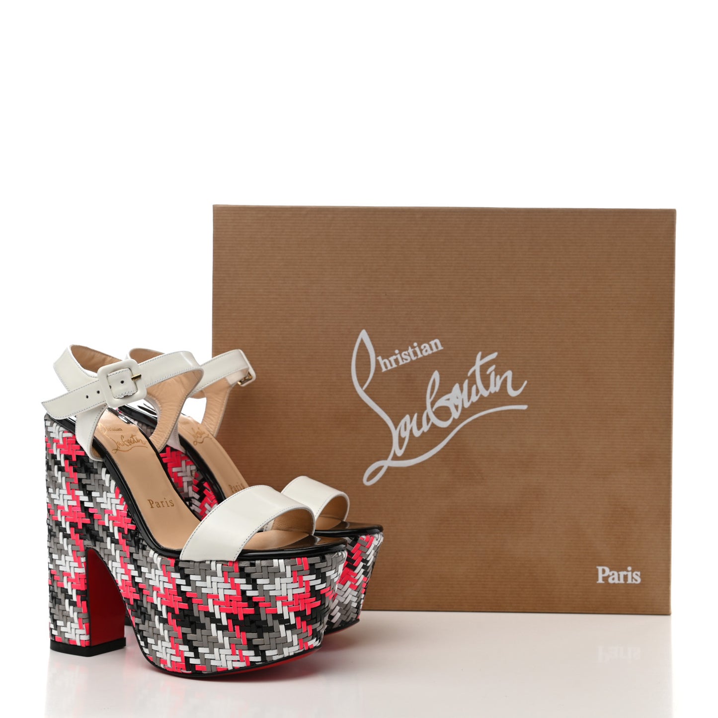 Jazz Patent Tresse Belle Tige 160 Platform Sandal White Fluo Rose