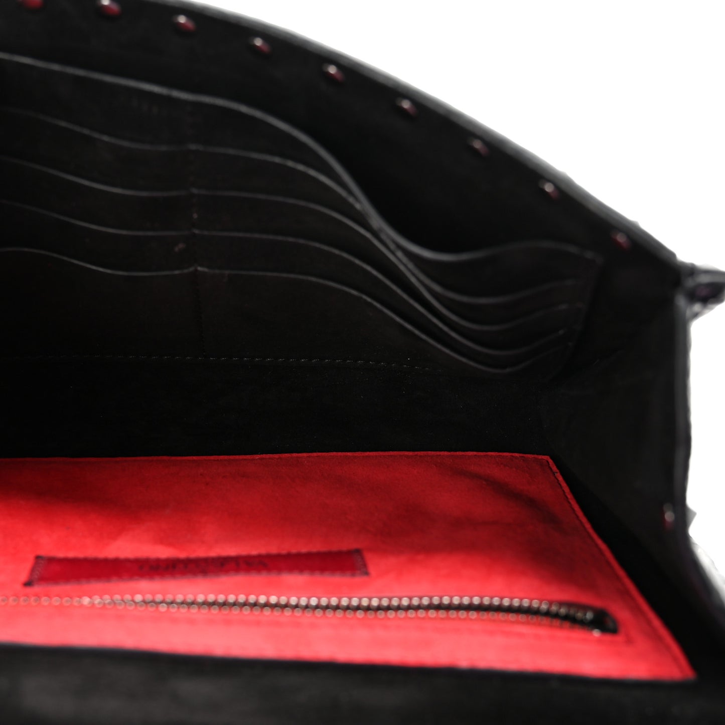 Craquele Nappa Rockstud Spike Wallet on Chain Black
