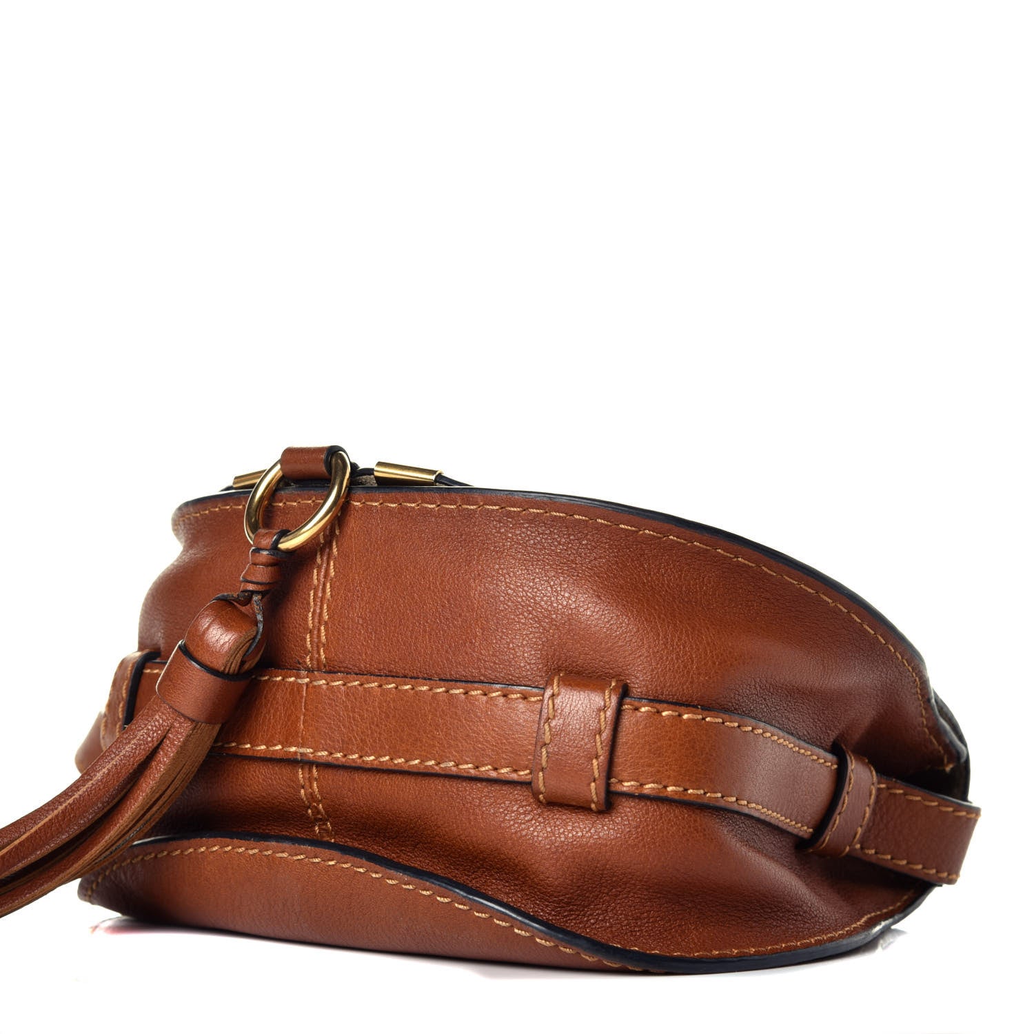 Chloe Calfskin Braided Mini Marcie Round Crossbody Bag Caramel 8 of 8