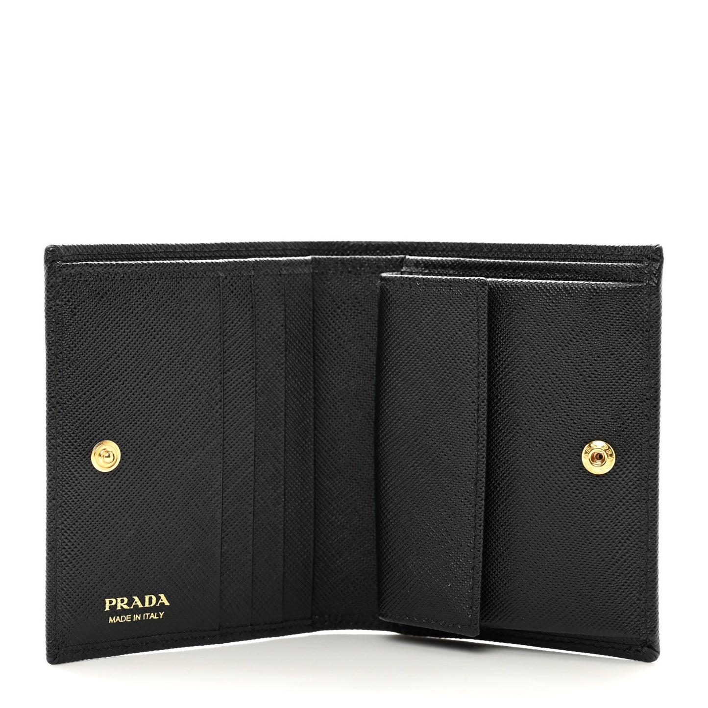 Saffiano Small Triangle Bi-Fold Wallet Black
