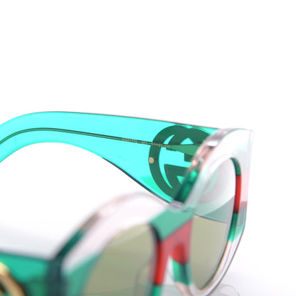 Gucci Acetate Round Frame Sunglasses GG0177S Green Red 5 of 6
