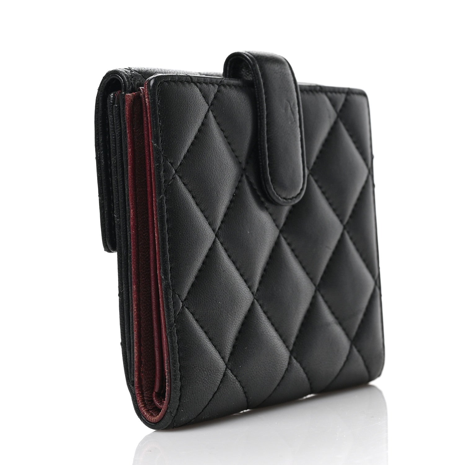 Chanel Lambskin Quilted Compact French Flap Wallet Black 3 of 7