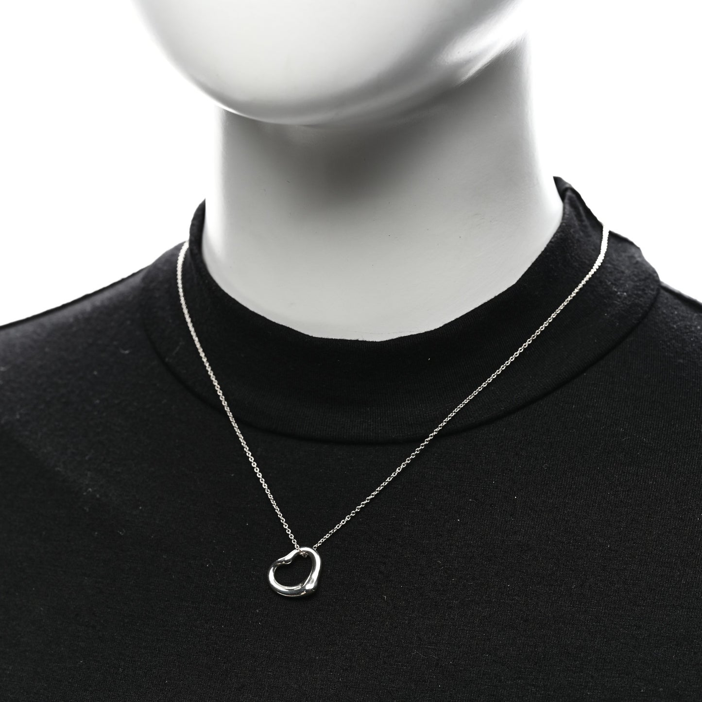 Sterling Silver 16mm Elsa Peretti Open Heart Pendant Necklace