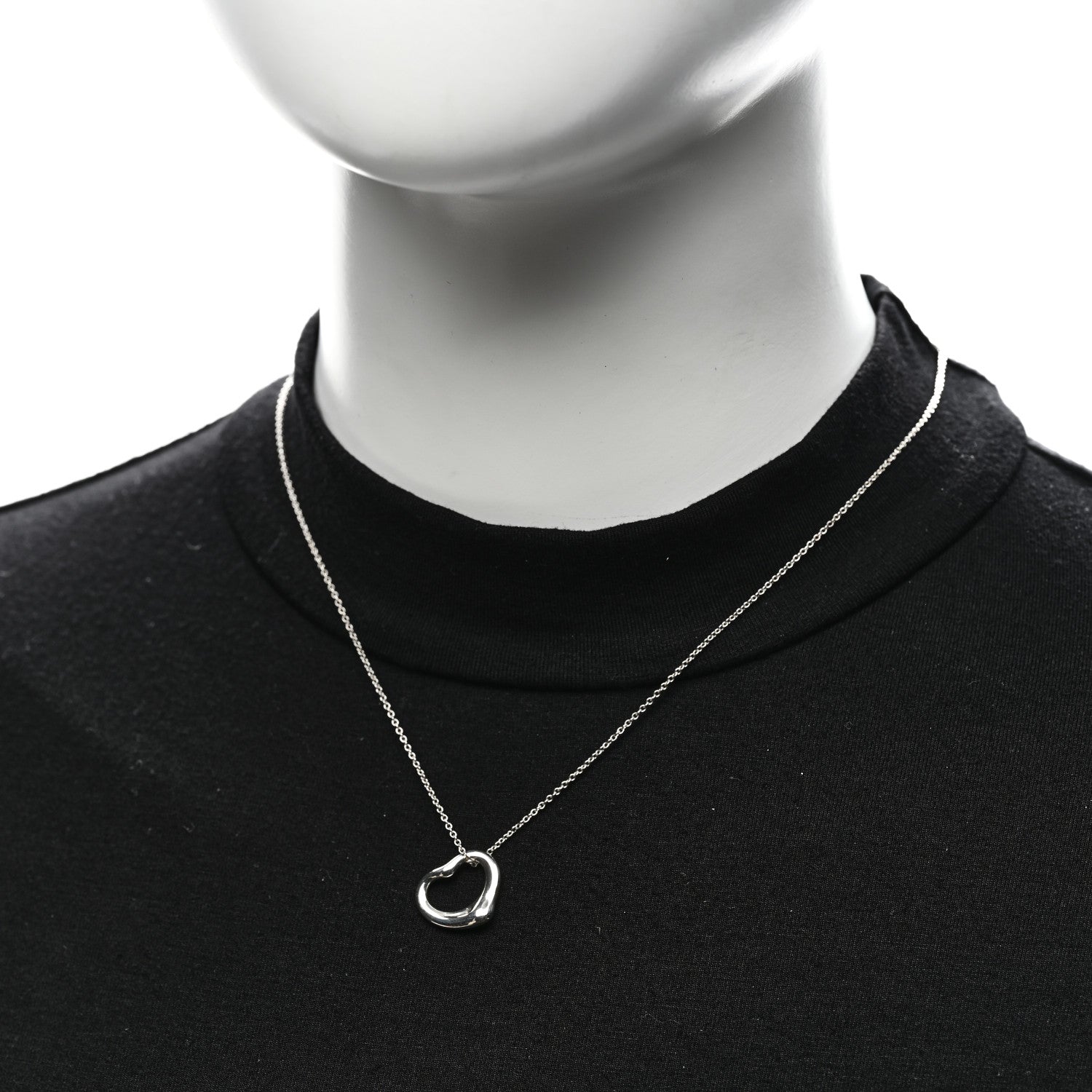 Tiffany Sterling Silver 16mm Elsa Peretti Open Heart Pendant Necklace 2 of 5