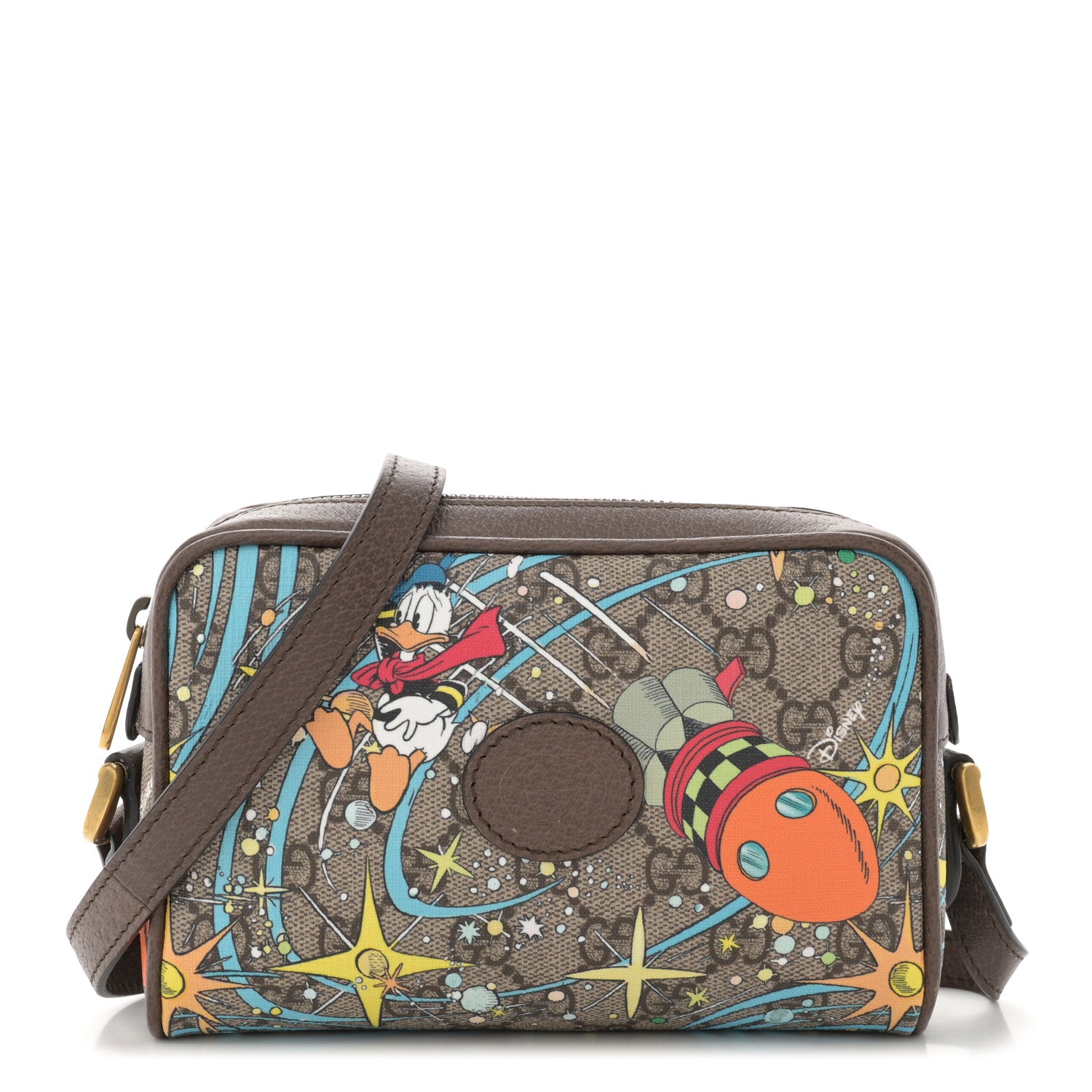Gucci X DISNEY GG Supreme Monogram Donald Duck Interlocking G Shoulder Bag Beige Multicolor New Acero 1 of 11